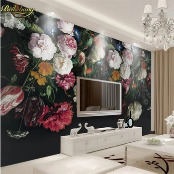 Beibehang Retro gražus gėlių Užsakymą 3D sienų tapetų Freskos Foto Tapetai Sienos Popieriaus Gyvenamasis Kambarys su Sofa-lova, TV Foną