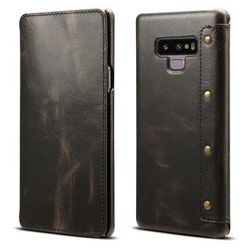 Samsung Galaxy Note9 Telefono dėklas Retro Naftos Vaškas karvės odos Originali Oda Atveju Vizitinė Kortelė, Maišelis Dangtelis skirtas Samsung Galaxy Note8