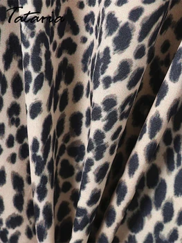Tataria Derliaus Leopardas Spausdinti Sijonas su Aukštos Juosmens Moterų Atsitiktinis Šalies Sijonas Punk Streetwear Stiliaus Elastinga Juosmens Midi Sijonas