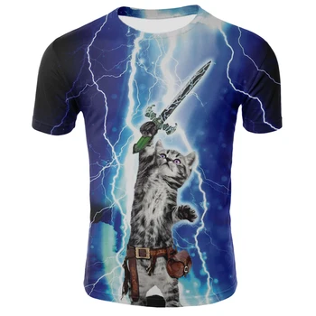 2021 naujas mados cool T-shirt vyrams ir moterims, dvi kates spausdinti 3D T-shirt vasaros trumparankoviai marškinėliai vyrų T-shirt