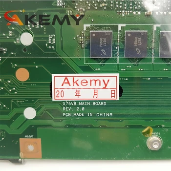 Akemy X75A Mainboard ASUS X75VB X75A X75VD X75V X75VC nešiojamojo kompiuterio plokštę 4GB-RAM HM76 SLJ8E Paramos i3 i5 i7