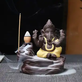 Keramikos Ganeša Buda Moliuskui Smilkalų Degiklis Rankų Darbo Statulėlės, Dramblio Dievo Statula Namų Smilkalų Laikiklis