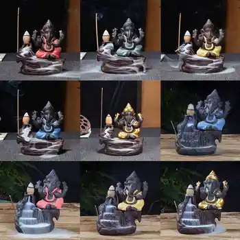 Keramikos Ganeša Buda Moliuskui Smilkalų Degiklis Rankų Darbo Statulėlės, Dramblio Dievo Statula Namų Smilkalų Laikiklis