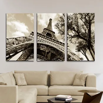 Meno Šiuolaikiška Nuotrauką Drobė, Tapyba Paryžius 3 Skydelis Miestas Eifelio Bokšto Sienos Modulinės Nuotraukas Kambarį Apdaila