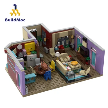 Buildmoc Miesto Statybos Classic TV Draugų Namuose Monikos Bute Virtuvė Modelio Kūrimo Blokai 