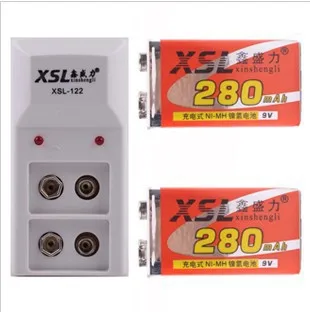 2VNT XSL - 6f22 9 v įkrovimo baterija (akumuliatorius 280mAh bateriją, mikrofono multimetras baterija + 1PCS 9 v baterija, įkroviklis