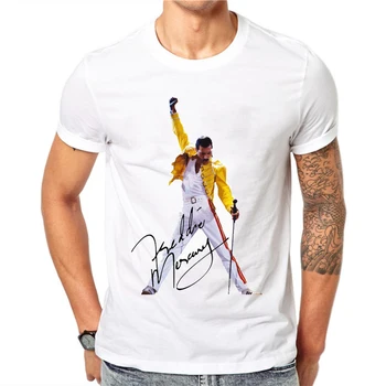 Saint Freddie Mercury T-shirt Vyrams Hip-Hop Karalienė Juosta T Shirts Pobūdžio Marškinėlius Švino Vokalo Medvilnės Streetwear Tepdami Tee