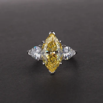 OEVAS 925 Sterlingas Sidabro Topazas citrinas rašė Arklio Akis Vestuvinį Žiedą, Putojantis didelių Anglies, Deimantų Dalyvavimas Šalies Fine Jewelry