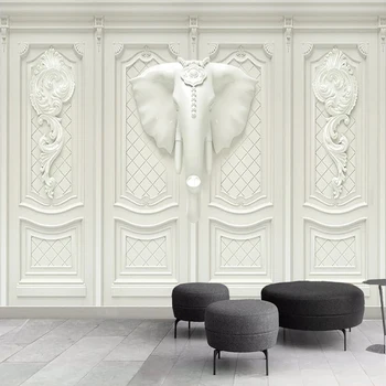 Custom Sienų Tapetai, 3D Stereoskopinis Iškilumo Dramblys Europos Stiliaus svetainė, Miegamasis Fono Sienos Menas Foto tapetų
