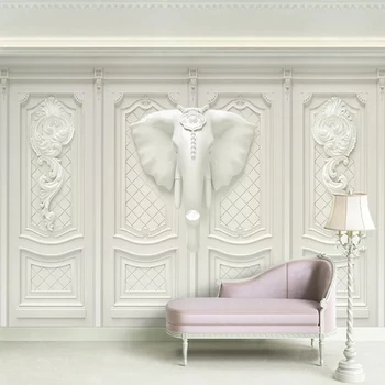 Custom Sienų Tapetai, 3D Stereoskopinis Iškilumo Dramblys Europos Stiliaus svetainė, Miegamasis Fono Sienos Menas Foto tapetų