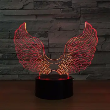 Angel Wing 3D LED Lempa USB Powered Spalvinga Touch, 3D Naktį Šviesos Stalas Stalo Lempa Kūdikiui Sleepping Šviesos Vaikai Geriausių Dovanų Lašas Laivas