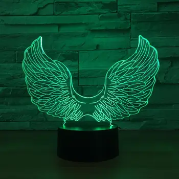 Angel Wing 3D LED Lempa USB Powered Spalvinga Touch, 3D Naktį Šviesos Stalas Stalo Lempa Kūdikiui Sleepping Šviesos Vaikai Geriausių Dovanų Lašas Laivas