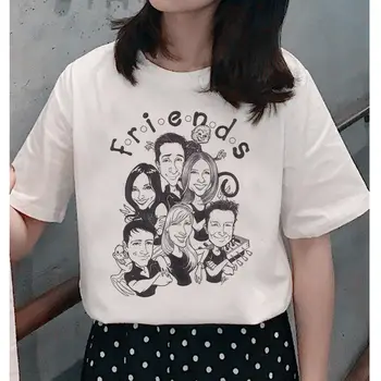 Top Femme Ulzzang T-shirt Harajuku Grafinis T-shirt Atsitiktinis Retro Spausdinimo Moterys, Draugai, TV Rodo, moteriški marškinėliai
