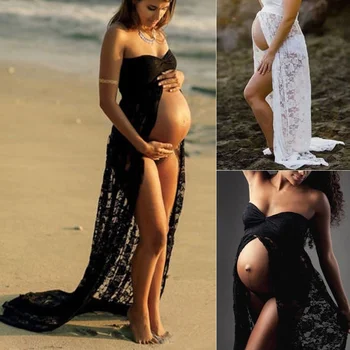 Vasaros nėščia suknelė Pora motinystės fotografija rekvizitai maxi Motinystės suknelė Nėrinių Motinystės Suknelė Išgalvotas fotografavimo nuotraukų Plius Dydis