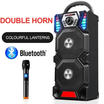 Portable Bluetooth Speaker Didelės Galios Belaidžio Bosinė Kolonėlė 3DStereo žemų dažnių Muzikos Centras Dual Audio Support Nuotolinio Valdymo Mic
