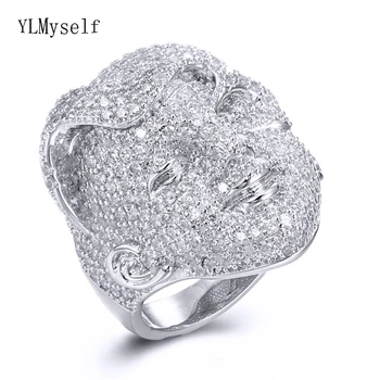 Geros Kokybės, Prabangos reverso dizaino žiedas Papuošalai Visą Kristalų CZ Akmenų, Žalvario Papuošalai Moterų Žiedai šalis
