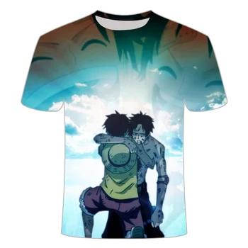 Naujas gabalas Luffy 3D atspausdintas t-shirt vyriški laisvalaikio marškinėliai streetwear viršūnes šiaudų piratų anime berniukas