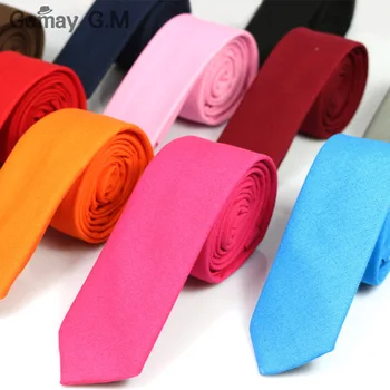 Atsitiktinis mados nauji vyriški kaklaraištis vientisos spalvos Lino, medvilnės Necktie 5cm plotis Liesas Siauros Kaklo ryšius Šalis Raudona Rožinė 10 spalvų