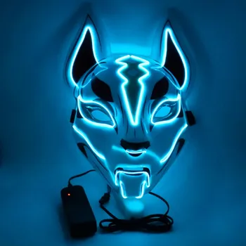 2AA galia Halloween Mask Fox EL Viela Kaukė Mirksi Cosplay LED neon Maskuotis Kaukė Žėrintis Šokių Karnavalas Šalies Kaukės