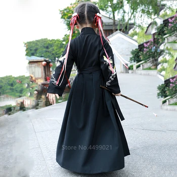 Tradicinis Cosutume Vaikus Japonų Kimono Stiliaus Baby Girl Berniukas Yukata Samurajus Kostiumas Siuvinėjimo Krano Haori Skraiste Šalies Cosplay
