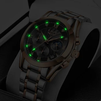 Relogio Masculino Vyrų Laikrodžiai LIGE Prekės Prabangos Kvarco Sporto Laikrodžiai Vyrams Full Steel Karinės Laikrodis atsparus Vandeniui Aukso Žiūrėti