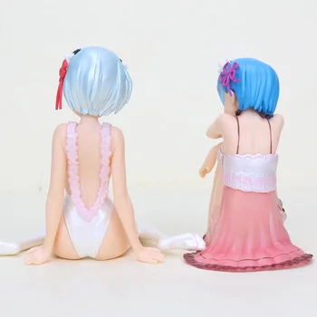 12cm Anime Pav Re:Gyvenimas kitame Pasaulyje Nuo Nulio Rem Ram Pižama Mergina Veiksmų Skaičius, Žaislų Kolekcines, Modelį, Žaislai, Lėlės