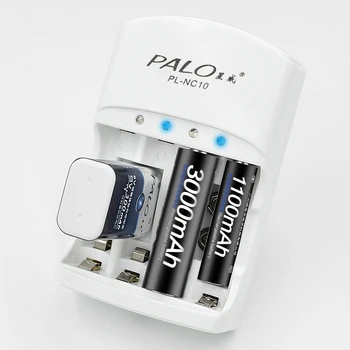 Palo originalus 4pcs 1.2 V Ni-MH AA tipo įkraunamos baterijos+AA Baterijos Kroviklis AA/AAA 9v(6F22)Ni-MH baterijos