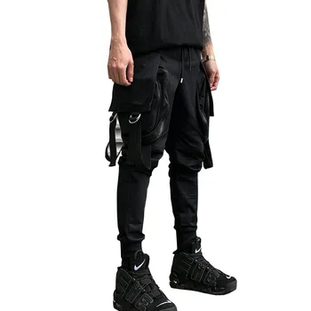 2019 Naujas Didelis Kišenės Streetwear Kelnės Hip-Hop, Punk Haremo Kelnės Jogger Sweatpants Vyrų Krovinių Kelnės lašas laivybos LBZ60