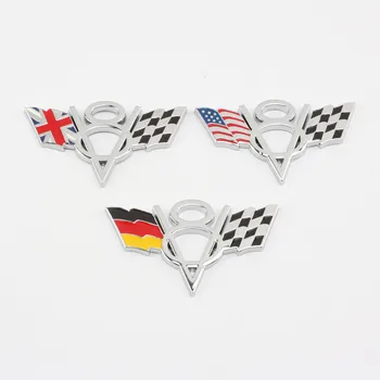 1 VNT 3D Metalo V8 JAV, Vokietija JK Vėliavos Moto Logotipas Logotipas Ženklelis Automobilių Optikos Automobilių Lipdukai tiktų visiems automobilių Automobilių Lipdukai Ir Lipdukai