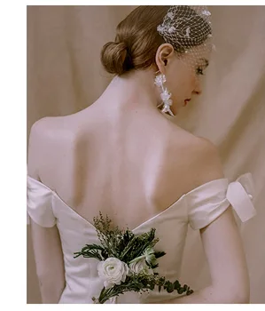 2020 Vieno peties satino retro, su kuriomis susiduria vestuvinė suknelė su baltomis lankas-line trave vestuvinė suknelė