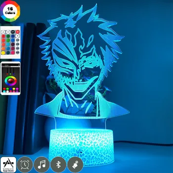 3D LED Nakties Šviesos Anime Bleach Kurosaki ichigo Kauke Veidą Led Nightlamp Vaikams Miegamojo Puošmena Vaikams, Stalo Lempos, Žaislų, Dovanų