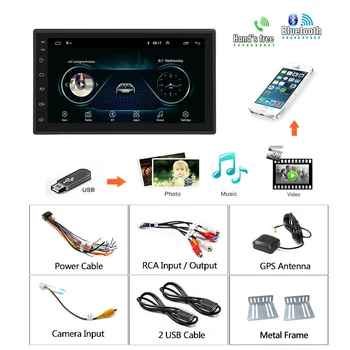 Podofo Android 9.1 2 Din Automobilio radijo Multimedia, GPS Grotuvas, 2DIN 2.5 D Universalus 