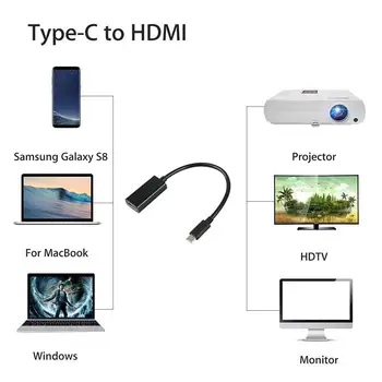 1,6 m USB-C Tipo-C-HDMI HDTV Adapteris Kabelio 