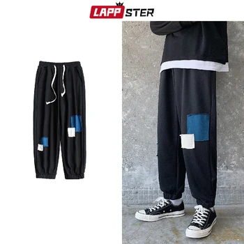 LAPPSTER Vyrų Kratinys korėjos Sweatpants 2020 M. Rudenį Mens Atsitiktinis Streetwear Hip-Hop Poilsiu Kelnės, Vyriškos Mados Juodos Kelnės