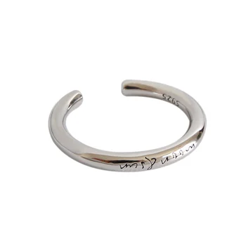 F. I. N. S Minimalistinio moteriški Žiedai 925 Sterlingas Sidabro Žiedai, Išraižytas Moon & Sun Reguliuojamas Piršto Žiedą Ponios Vestuvinis Žiedas