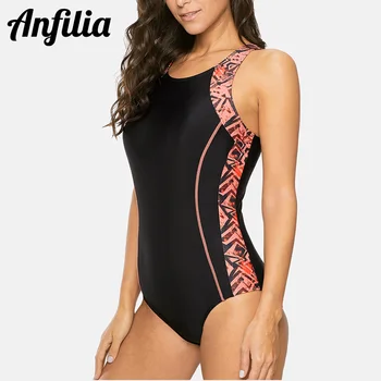 Anfilia Moterų vientisas Sporto maudymosi kostiumėlį Ponios Sporto maudymosi Kostiumėliai, Backless Paplūdimio Dėvėti Maudymosi Kostiumai Monokini Bikini