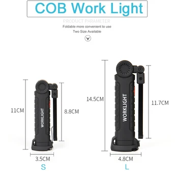 10000LM Darbo Lemputė USB COB LED žibintuvėlis Magnetinio 5 režimai Itin Ryškus Žibintuvėlis, Žibintų Vandeniui, Kempingas Automobilių Remontas Šviesos