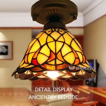 Stilius senovės Viduržemio jūros mažas, lubų šviestuvai, praėjimų žibintai lempa lempos Tiffany lempos viduje Amerikos kaime