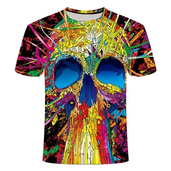 2020 metų vasaros naują 3d kaukolė, T-marškinėliai, vyriški trumparankoviai marškinėliai juokinga T-shirt Japonijos punk anime Gotikos 3d T-shirt vyrams