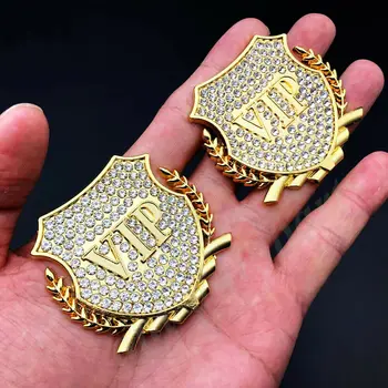 2x Metalo Aukso, Deimantų VIP Prabanga JDM JP Automobilio Langą Logotipas Ženklelis, lipdukas, Decal