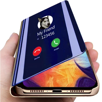 Peržiūrėti Smart Flip Cover Telefoną Atveju KOLEGA Realme 6 Pro A52 A72 A92 F15 A91 Reno 3 4 Pro Veidrodį Pilnas Odinis Padengti Atveju Fundas