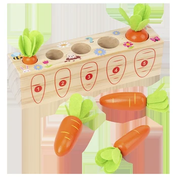 Mediniai Žaislai, Kūdikių Montessori Žaislų Rinkinys Traukiant Morkų Formos Atitikimo Dydis Pažinimo Vaikų Žaislų Švietimo Žaislas Vaikams, Vaikų Dovanų