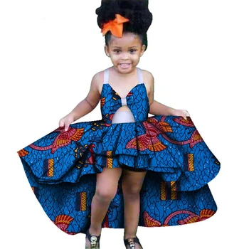 Afrikos Vasaros 2020 Naujienos Tradicinių Dashiki Spausdinti Suknelė Mergina Vaikų Tautinių Kostiumų Lankas-mazgas Kūdikių Afrikos Suknelės Moterims