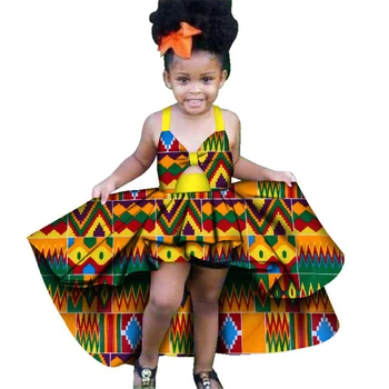 Afrikos Vasaros 2020 Naujienos Tradicinių Dashiki Spausdinti Suknelė Mergina Vaikų Tautinių Kostiumų Lankas-mazgas Kūdikių Afrikos Suknelės Moterims