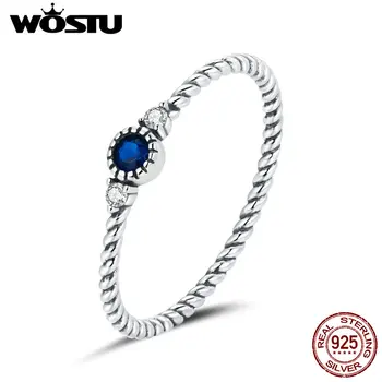 WOSTU 2020 Atvykimo 925 Sterling Silver Blue CZ Žiedai Moterims Didina Paprastas Sidabro Piršto Žiedą Vestuvių Fine Jewelry DXR693