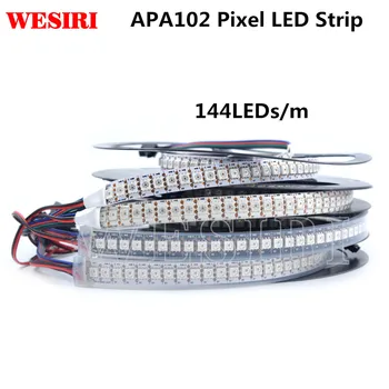 1m/5m APA102 SK9822 Smart LED Pikselių Juostelės 30/60/72/96/144 Led/Taškų/m IP30/IP65/IP67 DC5V APA102C 5050 RGB LED Šviesos Juostelės