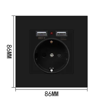 Bcsongben sienos elektroninių lizdas es standartinį elektros lizdą su dviguba namų usb jungtis, kroviklis maitinimo lizdą su usb 86mm*86mm juoda