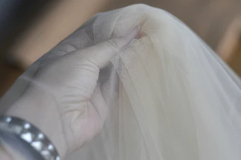 Dizaineris super skaidrus vestuvių akių audinio nuotakos šydu medžiagos balta juoda oda grynosios medžiagos