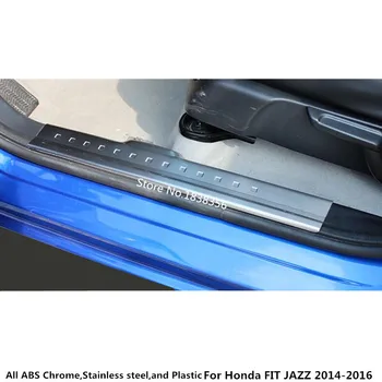 Honda FIT DŽIAZO 2016 Optikos Kūno Nerūdijančio Plieno, Automobilių Durų dengiamoji Plokštė Viduje Vidaus Ribą Pedalo 4pcs