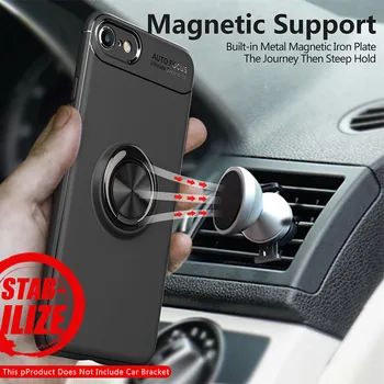 Magnetinio Adsorbcijos Iphone 7 8 Atveju Prabangių Automobilių 360 Žiedo Laikiklio Stovas Telefono Atvejais Silikono Tpu Galinį Dangtelį iPhone 8 Coque